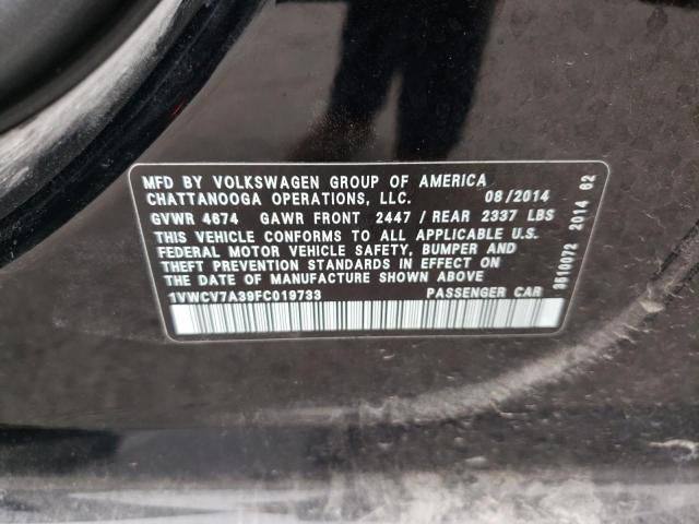 Photo 10 from auction – 2015 VOLKSWAGEN PASSAT SEL with VIN 1VWCV7A39FC019733
