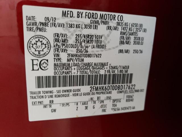Photo 10 from auction – 2013 FORD FLEX LIMIT with VIN 2FMHK6DT0DBD17622