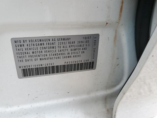 Photo 10 from auction – 2008 VOLKSWAGEN RABBIT with VIN WVWDB71K48W128397