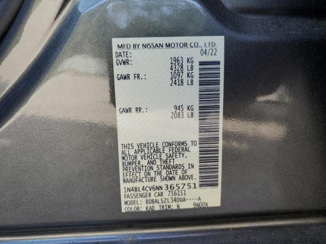 Photo 10 from auction – 2022 NISSAN ALTIMA SR with VIN 1N4BL4CV6NN365751