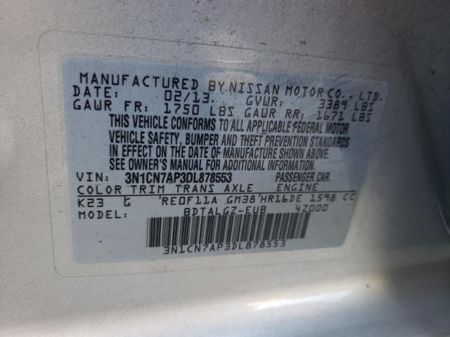 Photo 10 from auction – 2013 NISSAN VERSA S with VIN 3N1CN7AP3DL878553