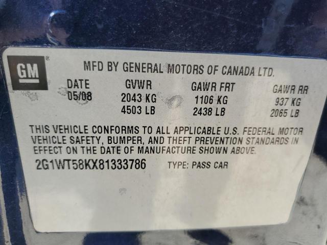 Photo 10 from auction – 2008 CHEVROLET IMPALA LT with VIN 2G1WT58KX81333786