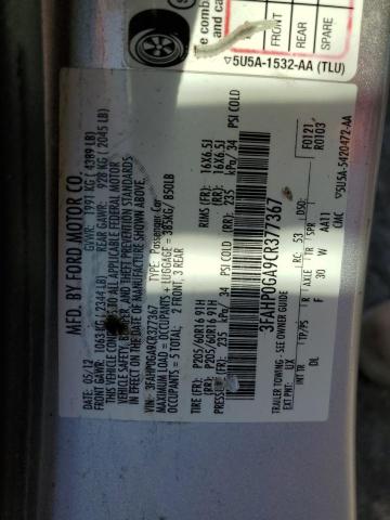 Photo 10 from auction – 2012 FORD FUSION S with VIN 3FAHP0GA9CR377367