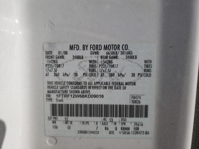 Photo 10 from auction – 2008 FORD F150 with VIN 1FTRF12W68KD09016