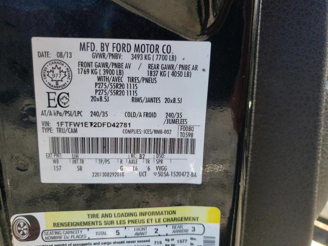 Photo 10 from auction – 2013 FORD F150 SUPER with VIN 1FTFW1ET2DFD42781