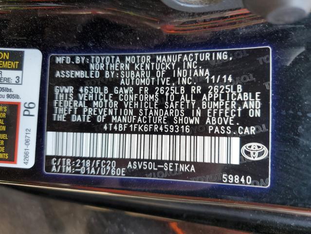 Photo 10 from auction – 2015 TOYOTA CAMRY LE with VIN 4T4BF1FK6FR459316