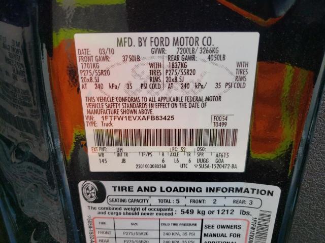 Photo 10 from auction – 2010 FORD F150 SUPER with VIN 1FTFW1EVXAFB83425