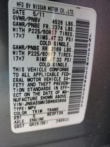 Photo 10 from auction – 2011 NISSAN ROGUE S with VIN JN8AS5MV3BW680689
