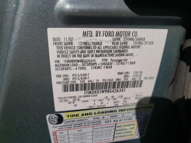 Photo 10 from auction – 2008 FORD TAURUS X S with VIN 1FMDK05W98GA26345