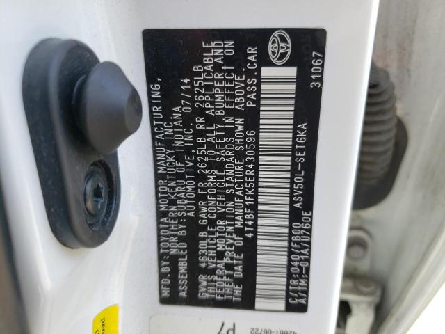 Photo 10 from auction – 2014 TOYOTA CAMRY L with VIN 4T4BF1FK5ER430596
