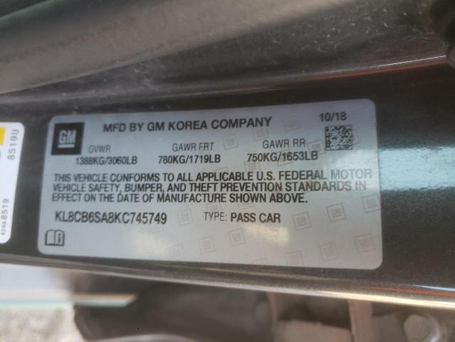 Photo 10 from auction – 2019 CHEVROLET SPARK LS with VIN KL8CB6SA8KC745749