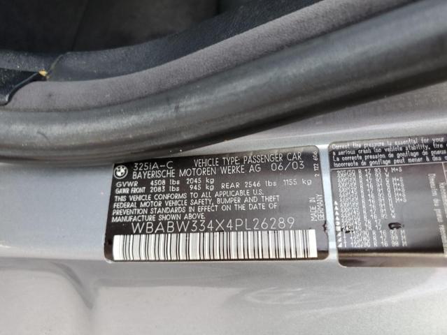 Photo 10 from auction – 2004 BMW 325 CI with VIN WBABW334X4PL26289