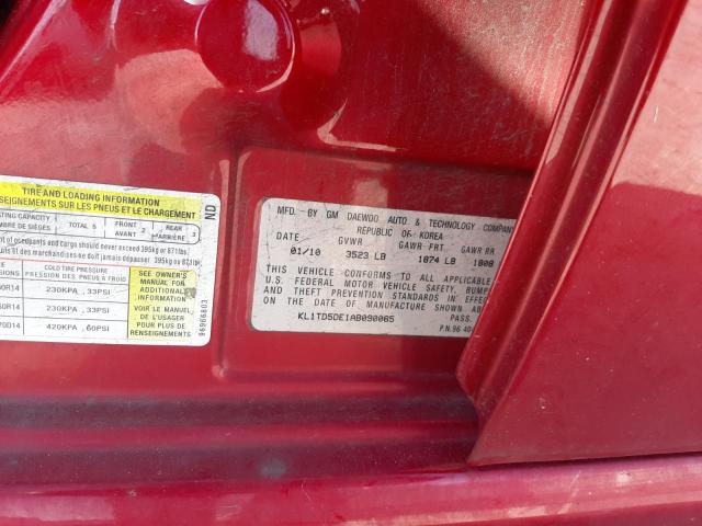 Photo 10 from auction – 2010 CHEVROLET AVEO LS with VIN KL1TD5DE1AB090065
