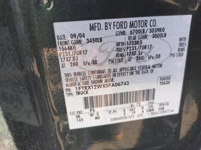 Photo 10 from auction – 2005 FORD F150 with VIN 1FTRX12WX5FA06743
