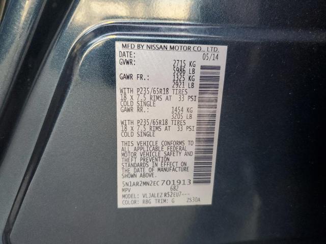 Photo 10 from auction – 2014 NISSAN PATHFINDER with VIN 5N1AR2MN2EC701913