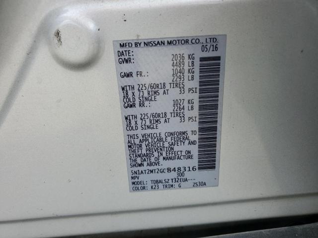 Photo 10 from auction – 2016 NISSAN ROGUE S with VIN 5N1AT2MT2GC848316
