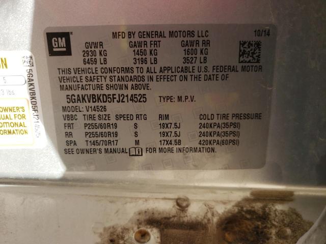 Photo 10 from auction – 2015 BUICK ENCLAVE with VIN 5GAKVBKD5FJ214525