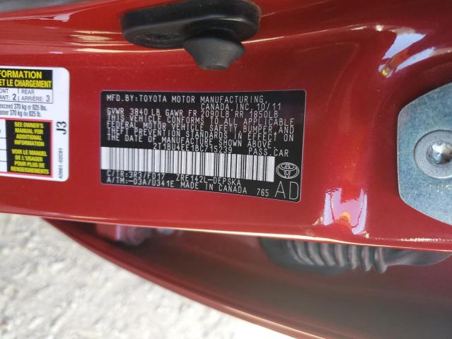 Photo 10 from auction – 2011 TOYOTA COROLLA BA with VIN 2T1BU4EE1BC715239