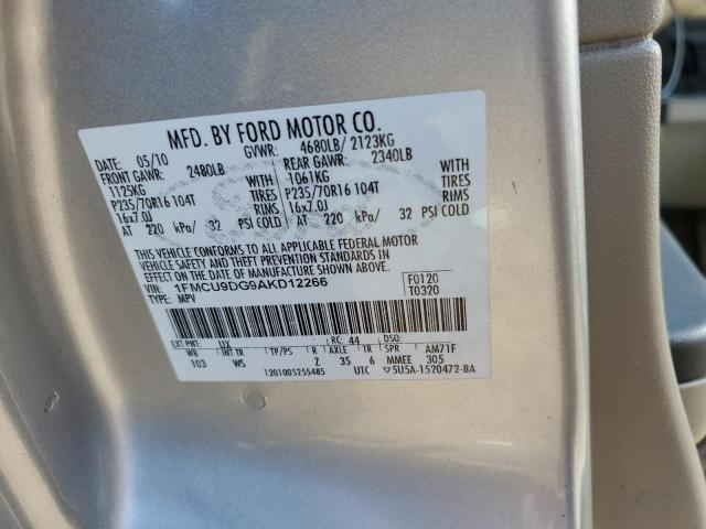 Photo 10 from auction – 2010 FORD ESCAPE XLT with VIN 1FMCU9DG9AKD12266
