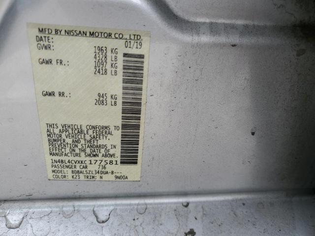 Photo 10 from auction – 2019 NISSAN ALTIMA with VIN 1N4BL4CVXKC177581