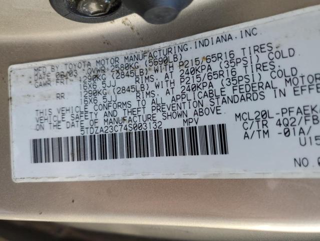 Photo 10 from auction – 2004 TOYOTA SIENNA with VIN 5TDZA23C74S003132
