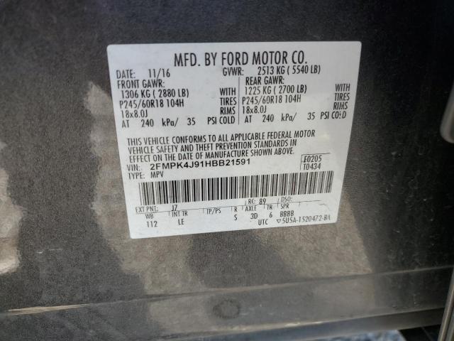 Photo 10 from auction – 2017 FORD EDGE SEL with VIN 2FMPK4J91HBB21591