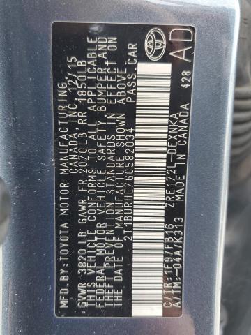 Photo 10 from auction – 2016 TOYOTA COROLLA with VIN 2T1BURHE7GC582034