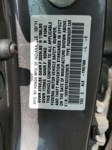 Foto 10 de la subasta – 2012 HONDA CIVIC EX con VIN 19XFB2F82CE029878