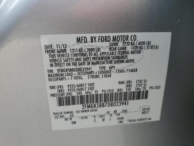 Photo 10 from auction – 2013 FORD FLEX SE with VIN 2FMGK5B87DBD23941