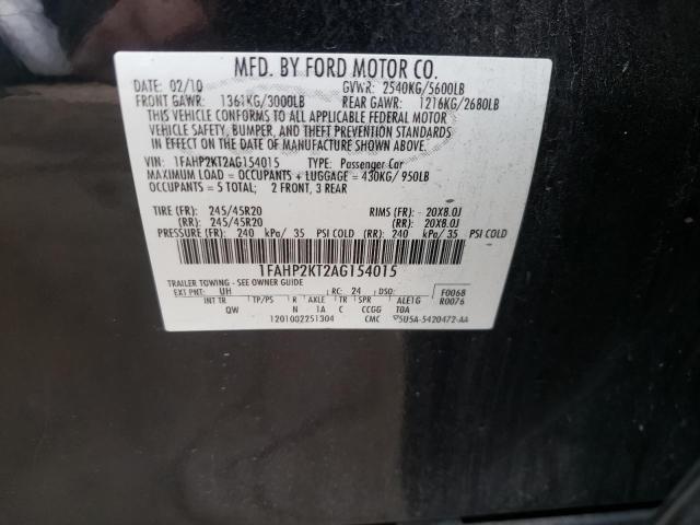 Photo 10 from auction – 2010 FORD TAURUS SHO with VIN 1FAHP2KT2AG154015