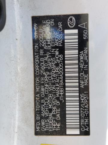 Photo 10 from auction – 2010 LEXUS HS 250H with VIN JTHBB1BA4A2005768