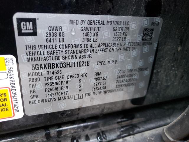 Photo 10 from auction – 2017 BUICK ENCLAVE with VIN 5GAKRBKD3HJ110218