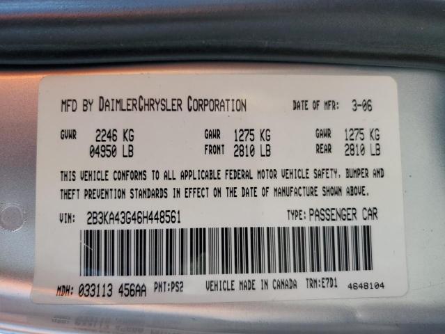 Photo 10 from auction – 2006 DODGE CHARGER SE with VIN 2B3KA43G46H448561