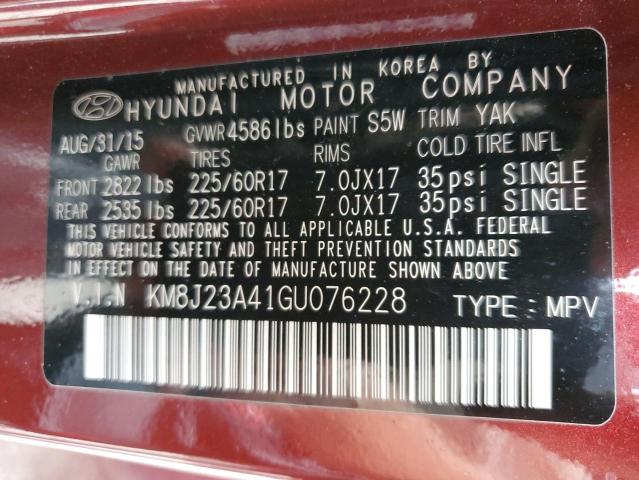 Photo 10 from auction – 2016 HYUNDAI TUCSON SE with VIN KM8J23A41GU076228