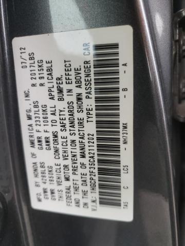 Photo 10 from auction – 2012 HONDA ACCORD LX with VIN 1HGCP2F35CA211202
