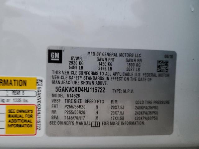 Photo 10 from auction – 2017 BUICK ENCLAVE with VIN 5GAKVCKD4HJ115722