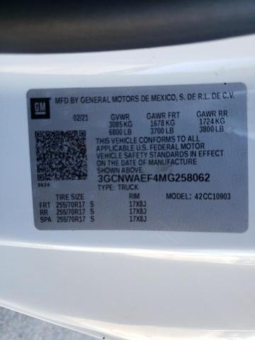 Photo 10 from auction – 2021 CHEVROLET SILVERADO with VIN 3GCNWAEF4MG258062