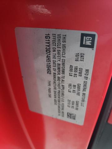 Photo 10 from auction – 2017 CHEVROLET CORVETTE G with VIN 1G1YY3D74H5109492