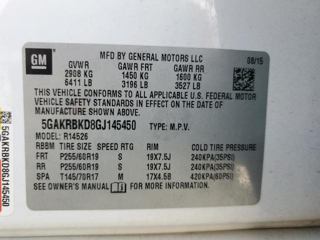 Photo 10 from auction – 2016 BUICK ENCLAVE with VIN 5GAKRBKD8GJ145450