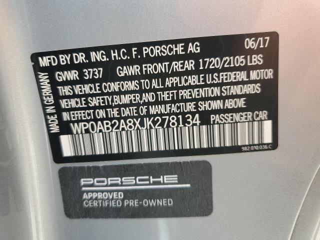 Photo 10 from auction – 2018 PORSCHE CAYMAN S with VIN WP0AB2A8XJK278134