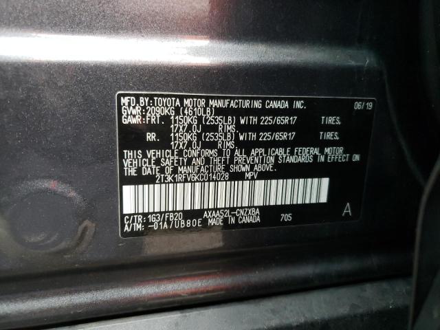 Photo 10 from auction – 2019 TOYOTA RAV4 LE with VIN 2T3K1RFV6KC014028