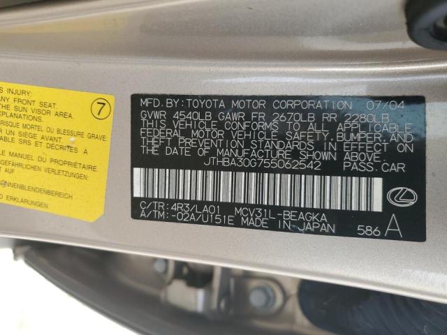 Photo 10 from auction – 2005 LEXUS ES 330 with VIN JTHBA30G755062542