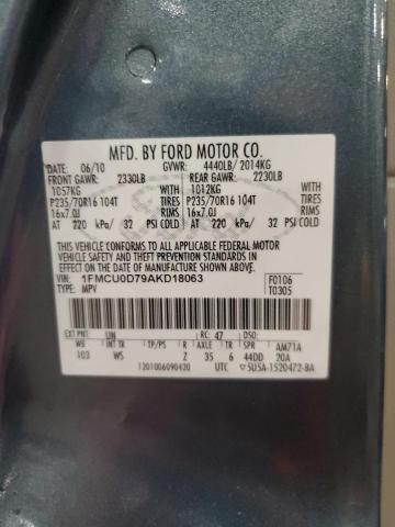 Photo 10 from auction – 2010 FORD ESCAPE XLT with VIN 1FMCU0D79AKD18063
