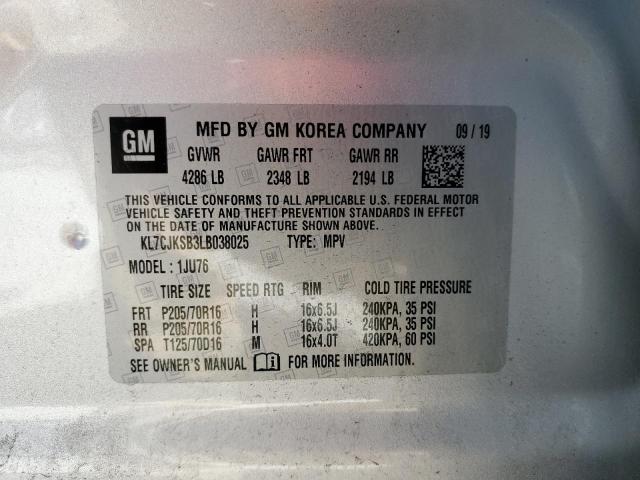 Photo 10 from auction – 2020 CHEVROLET TRAX LS with VIN KL7CJKSB3LB038025