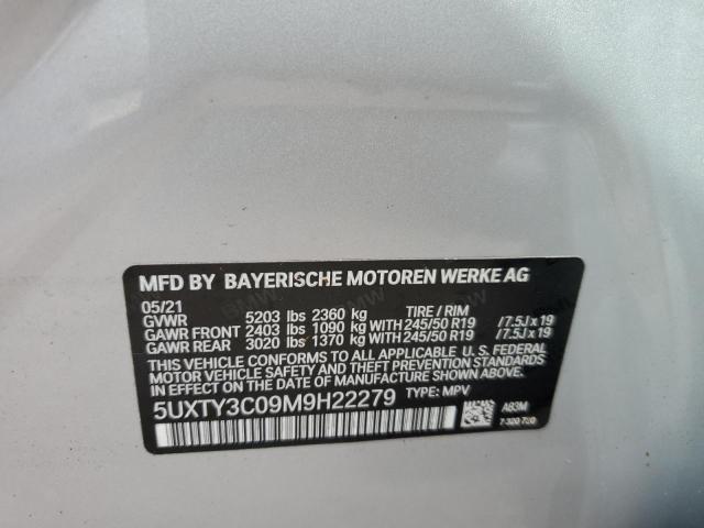 Photo 10 from auction – 2021 BMW X3 SDRIVE3 with VIN 5UXTY3C09M9H22279