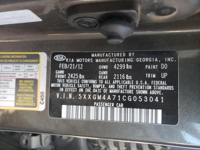 Photo 10 from auction – 2012 KIA OPTIMA LX with VIN 5XXGM4A71CG053041