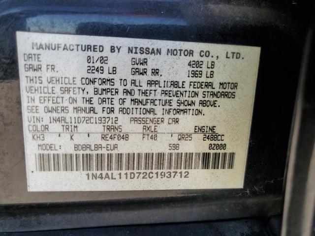 Photo 10 from auction – 2002 NISSAN ALTIMA BAS with VIN 1N4AL11D72C193712