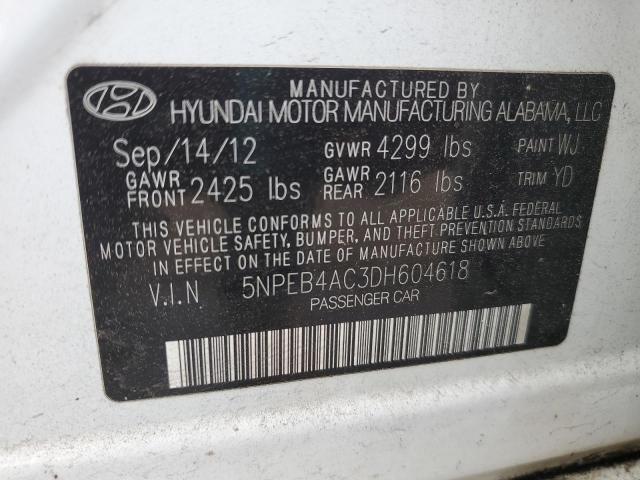 Photo 10 from auction – 2013 HYUNDAI SONATA GLS with VIN 5NPEB4AC3DH604618