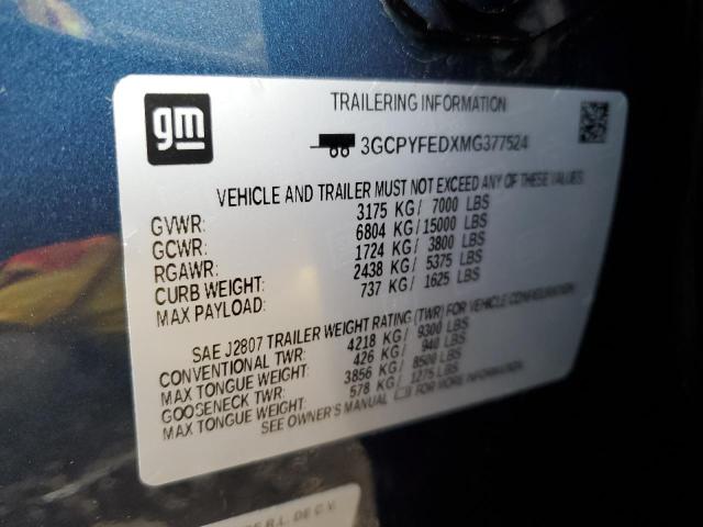 Photo 10 from auction – 2021 CHEVROLET SILVERADO with VIN 3GCPYFEDXMG377524