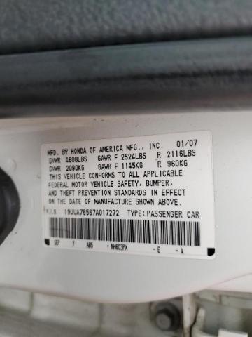 Photo 10 from auction – 2007 ACURA TL TYPE S with VIN 19UUA76567A017272